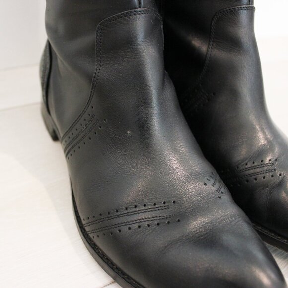 Via Spiga Classic Black Leather Tall Flat Riding Boots with Side Zipper, Size 7 - Picture 14 of 14